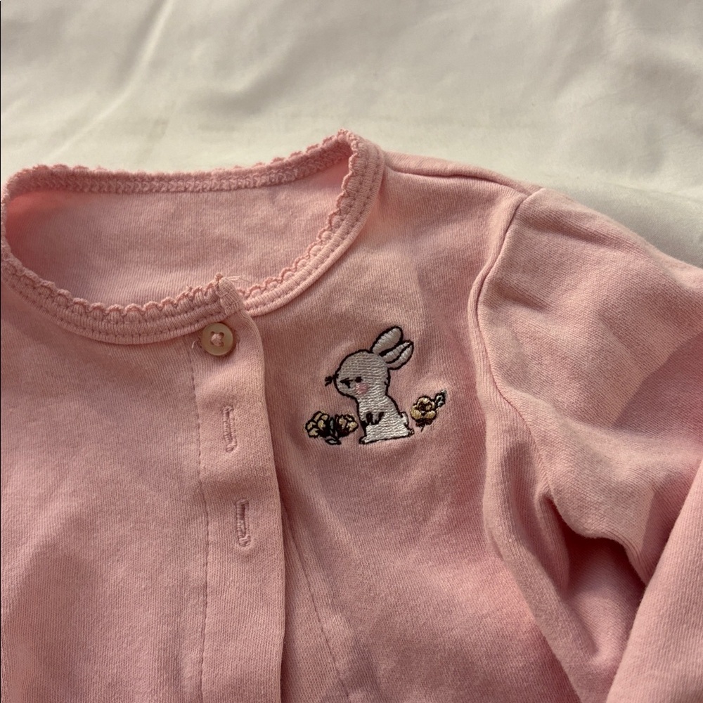 Pink Baby Cardigan with Bunny Embroidery 9 months - Picture 2 of 3